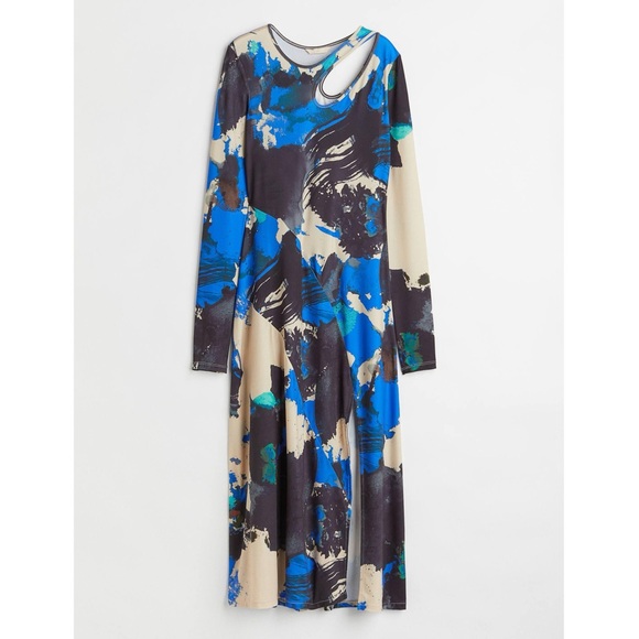 H&M Dresses & Skirts - H&M Blue and Black Abstract Long Sleeve Dress size XS